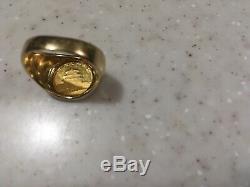 Ladies Panda Coin 14k Gold Ring 1/20 Coin 6 Grams Size 6 -Reduced
