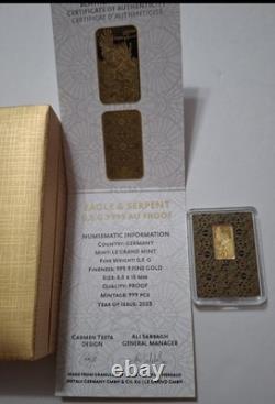 Le Grand Mint Germay Eagle & Serpant. 5g Gold AU Proof 1/2 Gram 999 Mintage