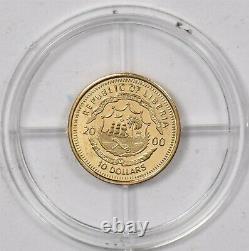 Liberia 2000 $10 gold 0.5GRAMS 0.585 gold GL0228 combine shipping