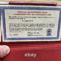 Lincoln Mint-1976 Bicentennial. 999 / 24K Gold Commemorative Set 1.3 grams