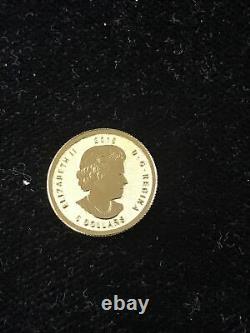 Lot 2 Canada Maple Leaf Gold Coins 2015 $5 1/10 Oz & 2021 Maple Gram. 9999