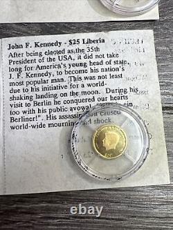 Lot of 2-King Ludwig II & JFK Kennedy 2000 LIBERIA. 73 GRAMS each. 999 GOLD +COA