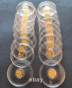 Lot of 20 24k Pure Gold American Liberty Coin. 9999 Fine Gold Round 1/200 oz