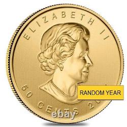 Lot of 5 1 gram Canadian Gold Maples $. 5 Coin. 9999 Fine Maplegram25T