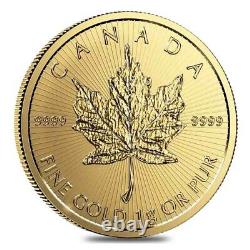 Lot of 5 2021 1 gram Canadian Gold Maples $. 5 Coin. 9999 Fine Maplegram25