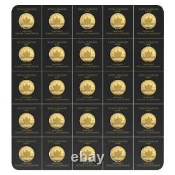 Lot of 5 2022 25 x 1 gram Canadian Gold Maples $. 5 Coin Maplegram25T In Assay
