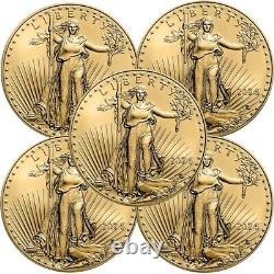 Lot of 5 2024 1/10 oz $5 Gold American Eagle Coin BU In Stock