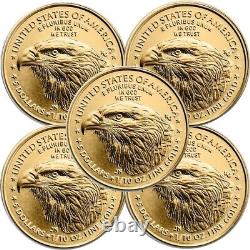 Lot of 5 2024 1/10 oz $5 Gold American Eagle Coin BU In Stock