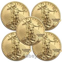 Lot of 5 Random Year 1 oz Gold American Eagle Coin Brand New BU