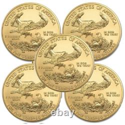 Lot of 5 Random Year 1 oz Gold American Eagle Coin Brand New BU