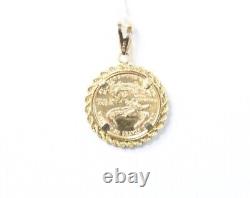 (MA6) 14K Yellow Gold Coin Pendant 1-1/8 4.9 Grams