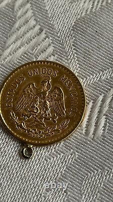 MEXICO 1906-M (5) CINCO PESOS. 900 GOLD COIN pendent 4.20 grams