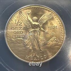 MS 66 1981 Mo Mexico 1/2 Oz Onza Gold Libertad NEAR SUPERB GEM BU MS UNC