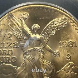 MS 66 1981 Mo Mexico 1/2 Oz Onza Gold Libertad NEAR SUPERB GEM BU MS UNC