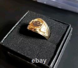 Men's 10K Stamper HARLEY DAVIDSON Black Hills Gold Ring Sz 11 No Scrap 8.5 Grams