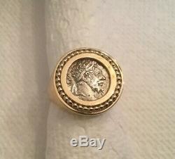 Men's 14K 14Kt Gold Ring with Ancient Coin Marcus Aurelius Size 13 10 grams