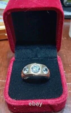 Men's Vintage Romany Estate 10k Gold 3 Stone Ring 8.5 Grams Not Scrap Size 9