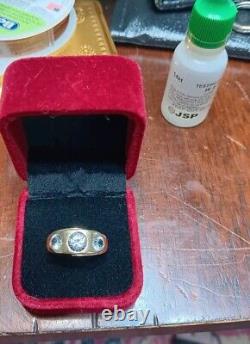 Men's Vintage Romany Estate 10k Gold 3 Stone Ring 8.5 Grams Not Scrap Size 9