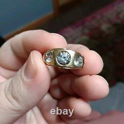 Men's Vintage Romany Estate 10k Gold 3 Stone Ring 8.5 Grams Not Scrap Size 9