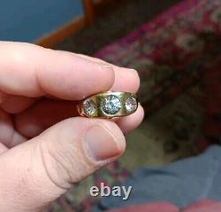 Men's Vintage Romany Estate 10k Gold 3 Stone Ring 8.5 Grams Not Scrap Size 9