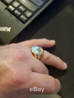 Mens Coin Ring In 14 K Yelllow Gold Weights 11.2 Grams