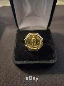 Mens Coin Ring In 14 K Yelllow Gold Weights 11.2 Grams