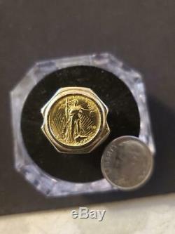 Mens Coin Ring In 14 K Yelllow Gold Weights 11.2 Grams