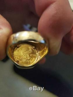 Mens Coin Ring In 14 K Yelllow Gold Weights 11.2 Grams