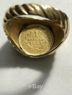 Mens Gold Coin Ring Gents 14K Size 8-9 Not Scrap 8 Grams Pinky