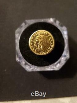 Mens Indian Head 2 1/2 Dollar Gold Coin Ring 14 K Weight 14.6 Grams