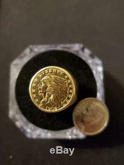 Mens Indian Head 2 1/2 Dollar Gold Coin Ring 14 K Weight 14.6 Grams