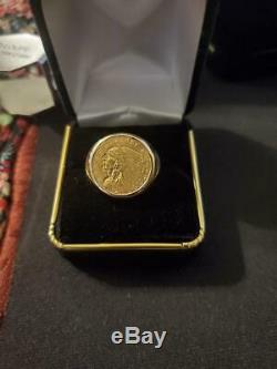 Mens Indian Head Gold Coin Ring In 14 K Yellow Gold Weights 14.5 Grams