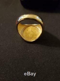 Mens Indian Head Gold Coin Ring In 14 K Yellow Gold Weights 14.5 Grams
