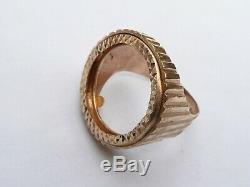 Mens Solid 9ct Gold Full Sovereign Coin Empty Mount Ring Size S 19.15mm 7.0 Gram