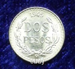 Mexican 90% Fine Gold 2-Peso Coin, 1945 Mo Dos Peso Gold Coin, Snake & Eagle