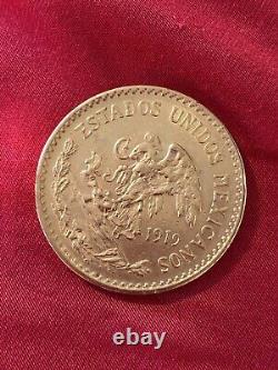 Mexican gold coin 1919, uncirculated, 15 grams of pure gold, veinte 20 pesos
