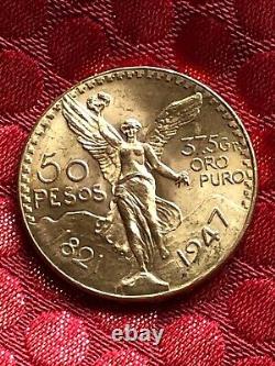 Mexican gold coin, 1921-1947, 37.5 grams of pure gold, 50 pesos, centenario