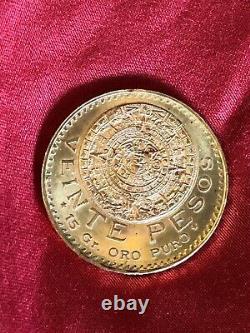 Mexican gold coin 1959, uncirculated, 15 grams of pure gold, veinte 20 pesos