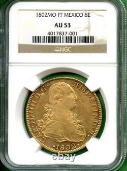 Mexico 1802mo Ft Ngc Au 53 Gold 27.07 Gram 0.901 0.7841 Oz