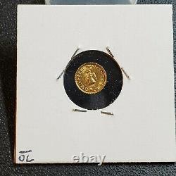 Mexico 1865 1/2 gram Maximiliano Emperador Miniature GOLD Coin BU UNC