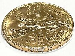 Mexico 1945 Gold 50 Pesos Centenario Coin, 37.5 Grams of Pure Gold 1.2057 AGW