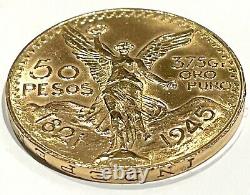 Mexico 1945 Gold 50 Pesos Centenario Coin, 37.5 Grams of Pure Gold 1.2057 AGW