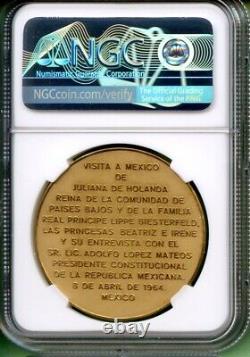 Mexico 1964 Gold 40.72 Gram Ngc Ms 64 Juliana Visits Mexico Grove 879