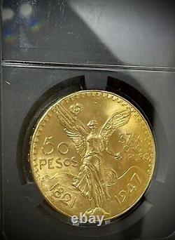 Mexico Gold Centenario, 50 Pesos Gold Coin, 1947, 37.5 Grams Pure Gold