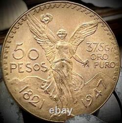 Mexico Gold Centenario, 50 Pesos Gold Coin, 1947, 37.5 Grams Pure Gold