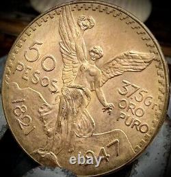 Mexico Gold Centenario, 50 Pesos Gold Coin, 1947, 37.5 Grams Pure Gold