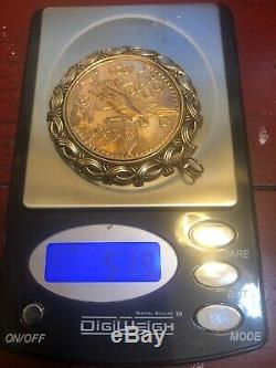 Mexico Gold50 Pesos 22k 1947 Coin And Pedant 14k 51.9-grams