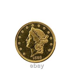 Miniature 1886 $20 Liberty Head 24Kt Gold 9mm 0.3 grams Novelty Token-Coin
