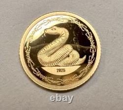 Mongolia 1000 Togrog Gold Coin 0.5g. 9999 Snake Proof with COA Low Mintage 5000