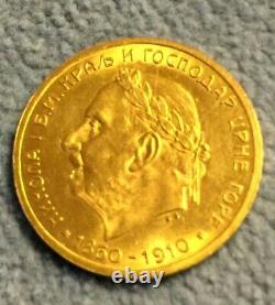 Montenegro 1910 10 Perpera Gold Coin KM 9 extra rare 3.387 grams